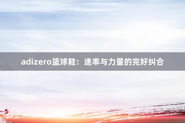 adizero篮球鞋：速率与力量的完好纠合